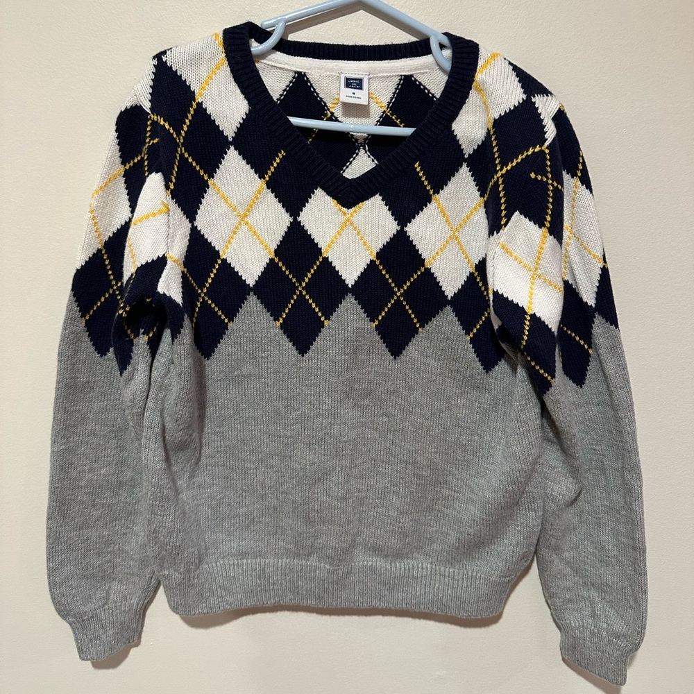 Janie and Jack Boys Argyle V-neck Sweater - Size 5